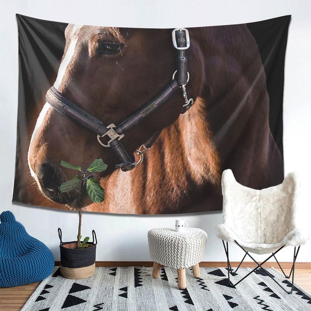 Brown Horse Herd Running Galloping Animal Lovers Humor  Tapestry Wall Hanging Aesthetic Home Decoration Tapestries for Dorm Room