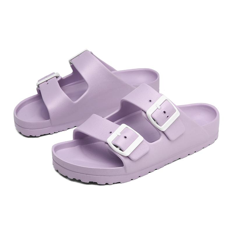 Белые Женские Шлепанцы Легкие Резиновые Сандалии Birken с Двумя Регулируемыми Ремешками Двойные Пряжки Домашняя Обувь Внутренние Шлепанцы