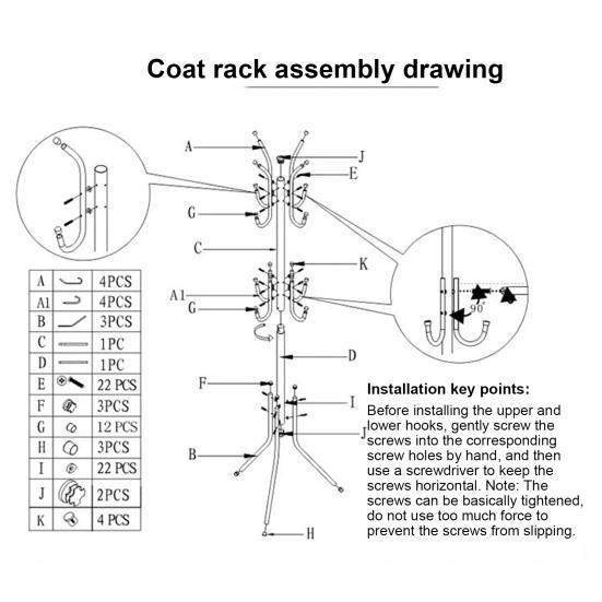 Yousheng Coat Rack with 12 Hooks Freestanding Coat Stand for Entryway Hallway Bedroom And Office Metal Coat Tree Holder for Coats Hats And Bags