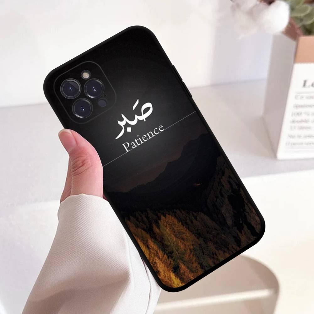 Коран Сабр Ислам Терпение Черный Силиконовый ТПУ Чехол для Телефона Для Iphone17 Air 16 15 14 13 12 Pro 11 Pro Max Plus Чехол-Крышка