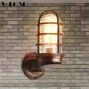 Retro LED Wall Lamp LOFT Outdoor Iron Waterproof Glass Wall Sconce For Balcony Courtyard Door Villa Restaurant Lighting Fixture
