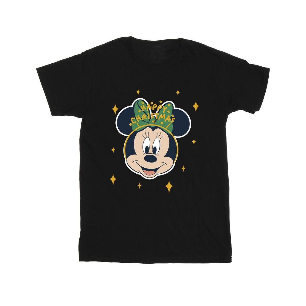 Disney Girls Minnie Mouse Happy Christmas Cotton T-Shirt
