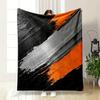 Bold Diagonal Strokes In Black, Orange, and Silver with a Textured Finish. for All Seasons Blanket Lunch Break Throw Gift