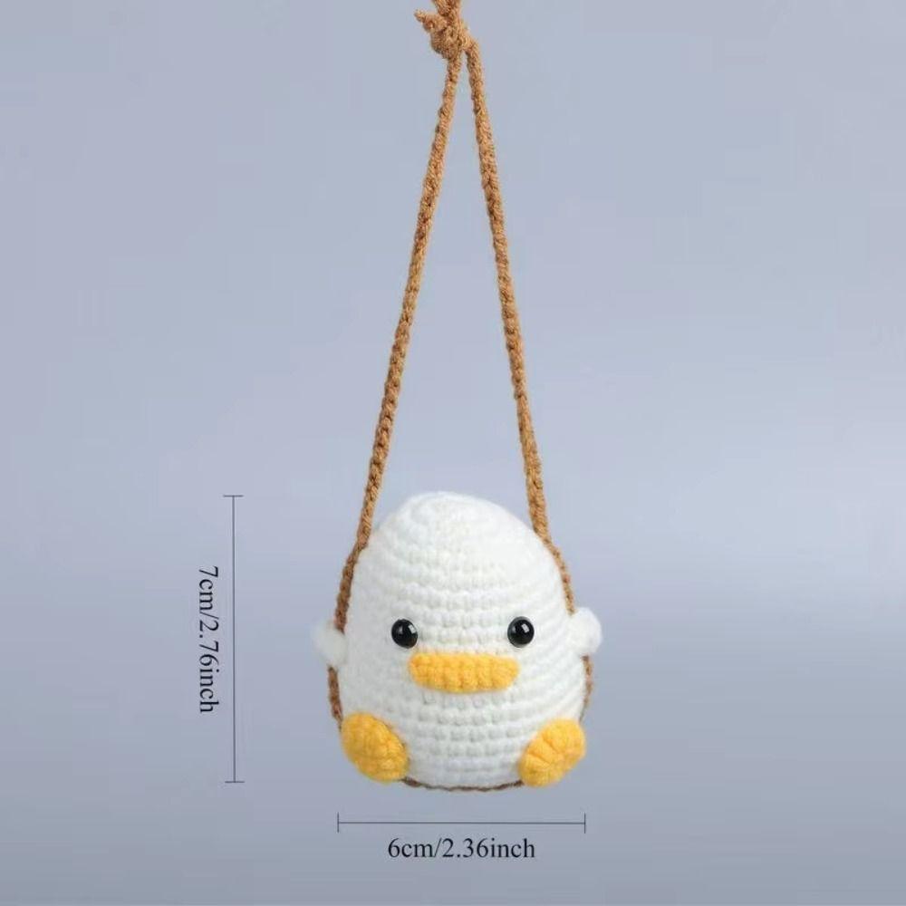 Handmade Knitted Hanging Decor Duck Chick Car Decoration Mini Knitting Ornament Birthday Gift