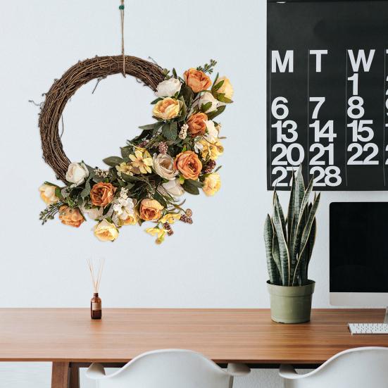Искусственный цветочный венок из ротанга для входной двери, гирлянда из цветочных веток ручной работы для свадеб, дней рождения, вечеринок, настенных украшений
