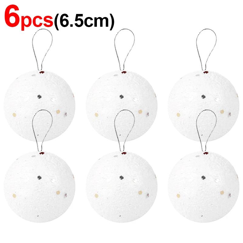 24/6 шт. белых пенопластовых рождественских шаров, подвесная подвеска для елки 4/6/8 см, снежные украшения для новогодней свадебной вечеринки, украшения для дома