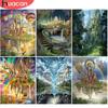 HUACAN DIY алмазная живопись пейзаж лес замок вышивка крестиком мозаика алмазная живопись пейзаж полный квадратный домашний декор подарок