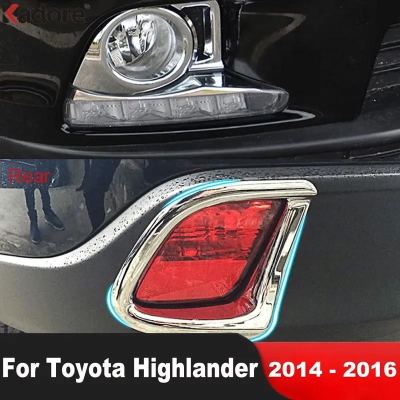 Для Toyota Highlander 2014 2015 2016 Хром Автомобильные Передние Задние Противотуманные Фары Лампы Накладки Отделка Противотуманки Рамки Противотуманных Фонарей Аксессуары