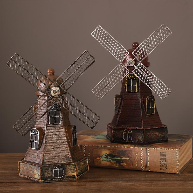 Modern Minimalist Dutch Windmill Resin Ornament For Home Office Shelf Decor