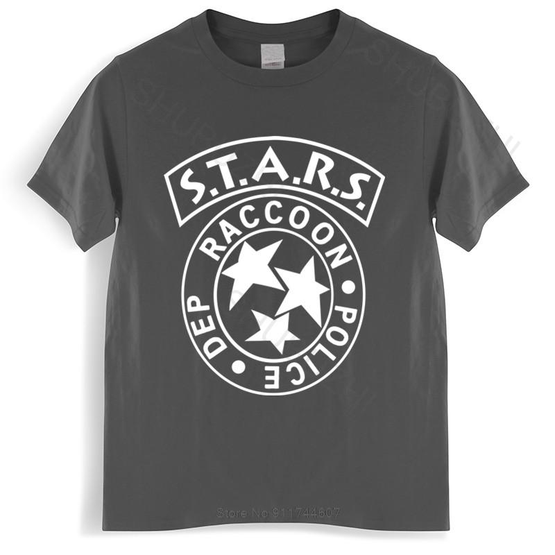 Хлопковая футболка мужская с круглым вырезом S.T.A.R.S.. Классическая хлопковая летняя футболка с зомби из Resident Evil, больших размеров