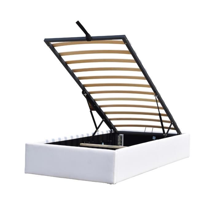 Lit Coffre - Manon - 90x190 cm - 12 Lattes - Blanc - Design Contemporain