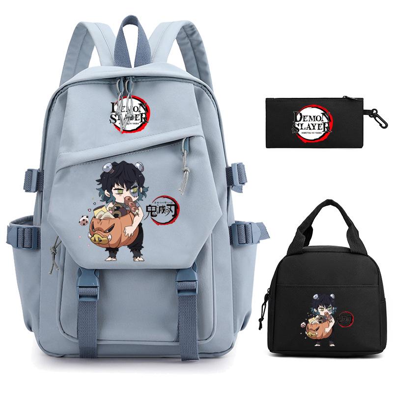 Ghost Extermination Surrounding Animation Schoolbag Trend Primary And Secondary School Students Leisure Backpack College Meal Bag Pencil Bag Set