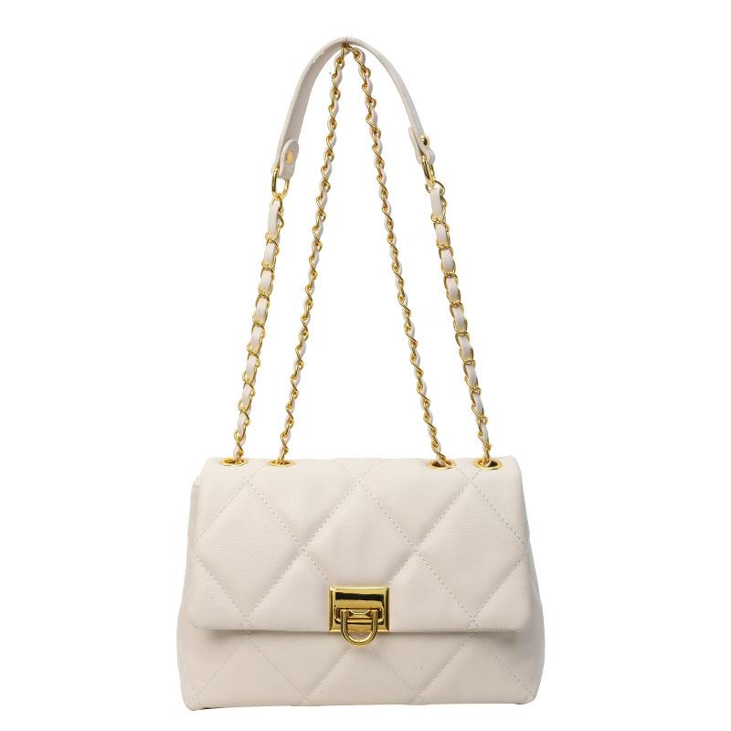 Женская сумка-подмышка на цепочке, новая осенняя простая и модная ромбовидная квадратная сумка, однотонная одинарная сумка.