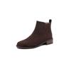Cow Suede Winter Round Toe Med Heels Chelsea Boots Women Zipper Big Size 43 Basic Design Ankle Boots