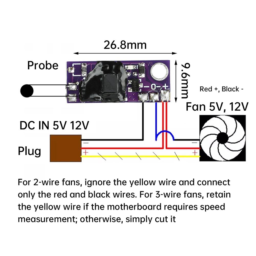 DC 5V 12V Speed Controller Fan Speed Governor 2 Wire 3 Wire Computer Temperature Control Switch for PC CPU Cooler Fan