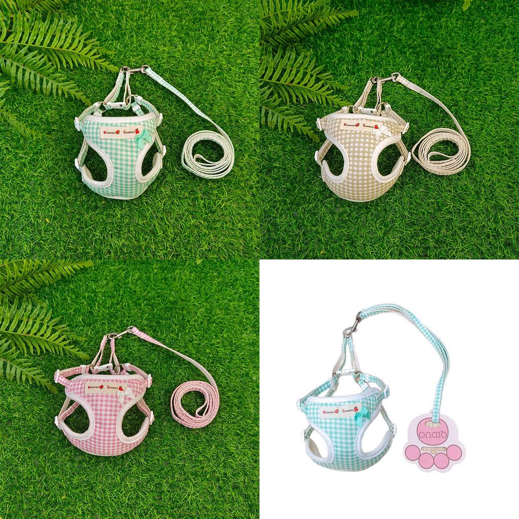 Pet Puppy Lead With Grid Print And Bow Decor For Pet Walking And Training