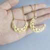 Stylish Lunar Cutout Necklace Stainless Steel Moon Charm Neck Chain Adjustable Length Clavicular Chain for Women Girls