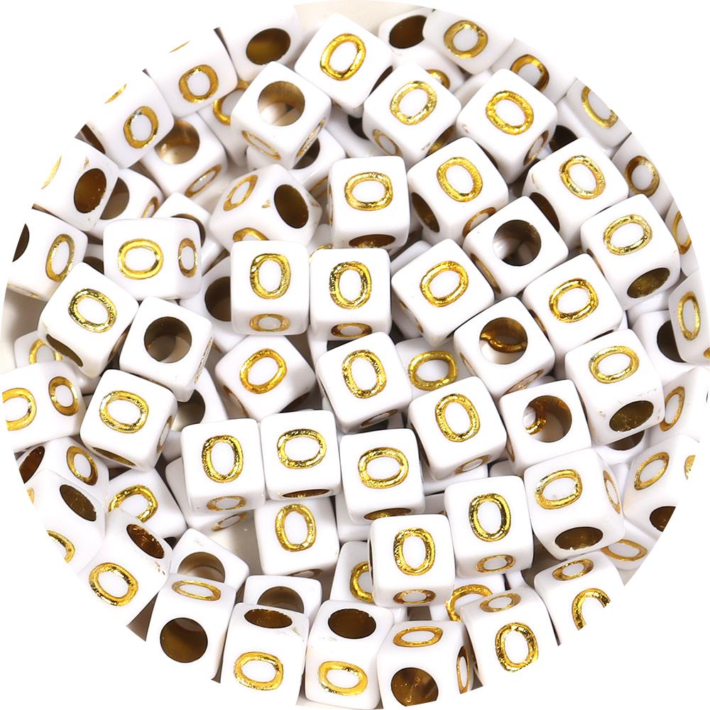 100pcs/lot 4.5 6mm Gold Letter Acrylic Square Beads Large Hole Loose Alphabet Beads For DIY Craft Bracelet Earrings Accessories