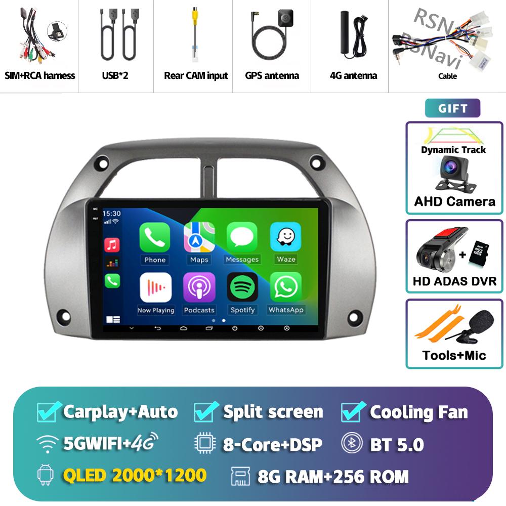 Android 14 Carplay Auto For Toyota RAV4 2001 - 2006 Stereo Car Radio Wifi+4G GPS Navigation Multimedia Player 2Din 360 Camera BT