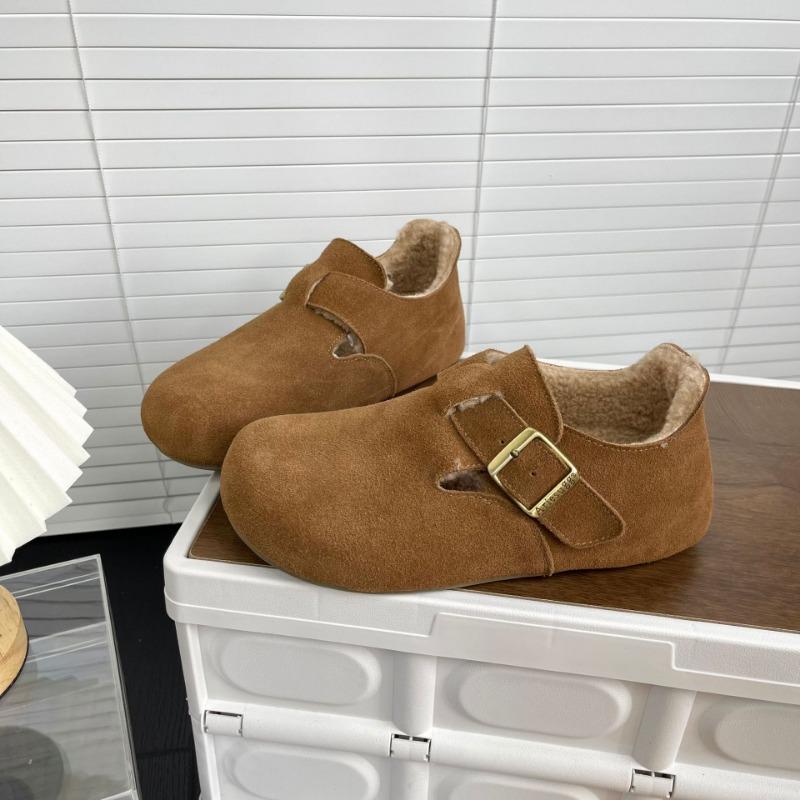 Издание осень и зима толстоподошвенные плюшевые туфли женская обувь носить тепло полушлепки хлопковые туфли