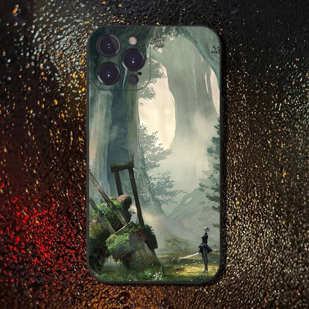 Чехол для телефона Nier Automata Для iPhone 16,15,14,13,12,11 Plus,Pro Max,XS,X,XR,SE,Mini,8,7, Мягкий силиконовый черный чехол