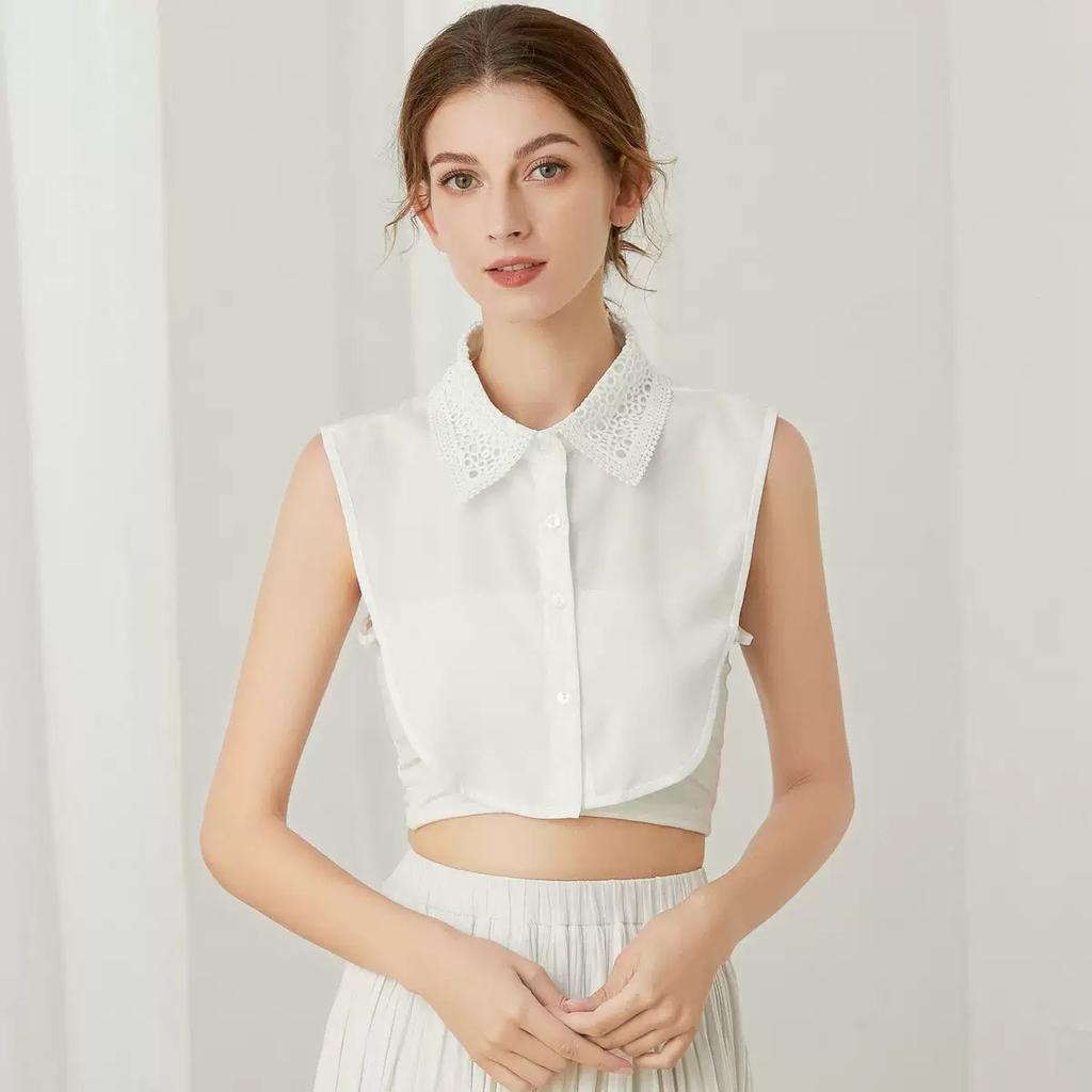 Fashion Half Shirt Style Fake Collar for Women Stand Detachable Collar Fake Girls Vintage Lace Ladies False Blouse Collar Decor