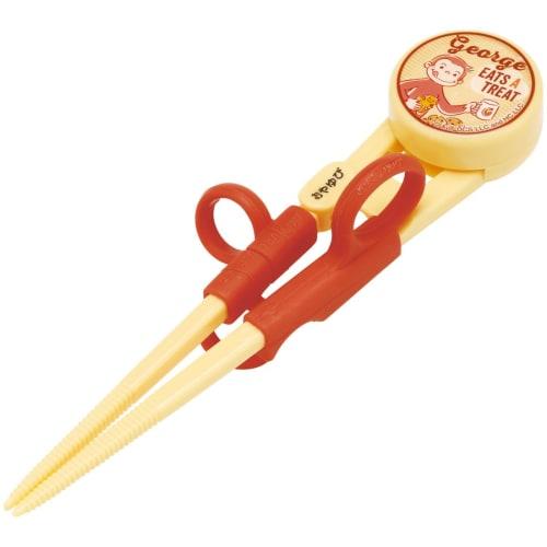 Skater Children's Training Chopsticks, Practice Chopsticks, 14cm, For Ages 2-7, For Right Hands, Easy to Pick Up Square Chopstick Tips, Curious George