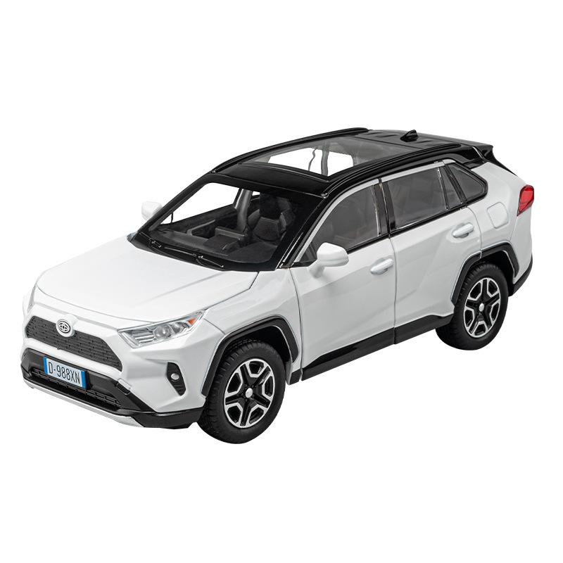 1/22 Toyota RAV4 SUV Alloy Cast Toy Car Model Sound and Light Pull Back Children's Toy Collectibles Birthday Gift