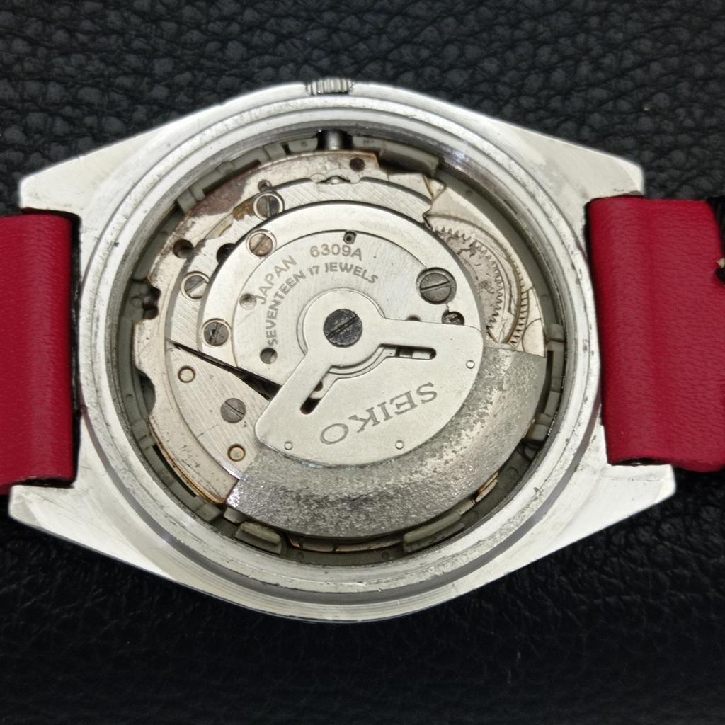 Seiko 5 АВТОМАТИЧЕСКИЕ 6309A ВИНТАЖНЫЕ ЯПОНСКИЕ МУЖСКИЕ ЧАСЫ С КРАСНЫМ ЦИФЕРБЛАТОМ a701462-5 R206b-a701462