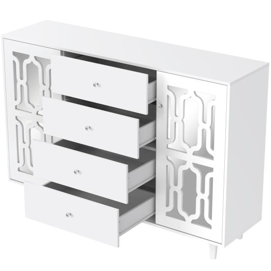 Kitchen Supplies Sideboard Multilayer Compartment Locker Mirror Surface Cabinet Door Modern Furniture MDF Bedroom Living Room Floor Household Side