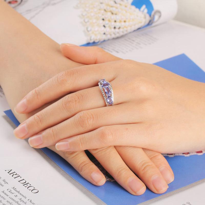 Gica Gema Кольца с синим сапфиром и танзанитом для женщин, обручальные ювелирные изделия, натуральное твердое кольцо из стерлингового серебра 925 пробы, ювелирные изделия