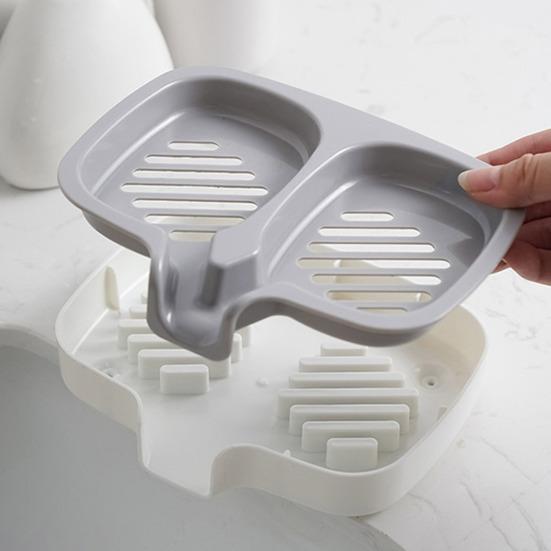 Soap Dish Fast Drainage Dual Compartment Soap Holder Double-layered Soap Storage Box for Home Bathroom