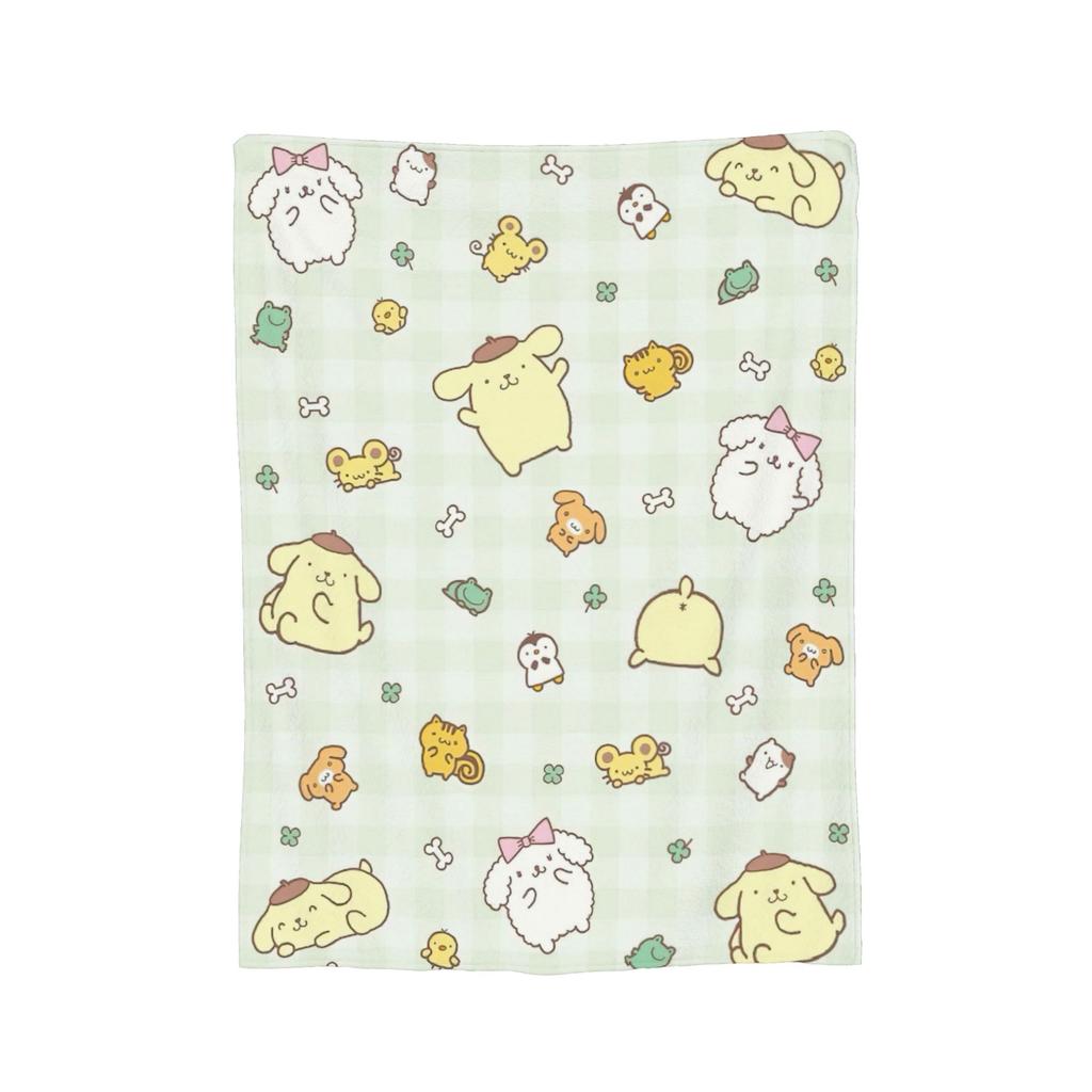 Плюшевое одеяло с помпонами Pom Pom Purin, забавное плед для дома, отеля, дивана, 150*125 см, одеяло