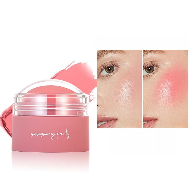 Sensory Party Cream Blush, Shimmer Peachy Orange Blush Stick for a Natural, Dewy Look Long-Lasting, Blendable Cheek Color In 6 Shades