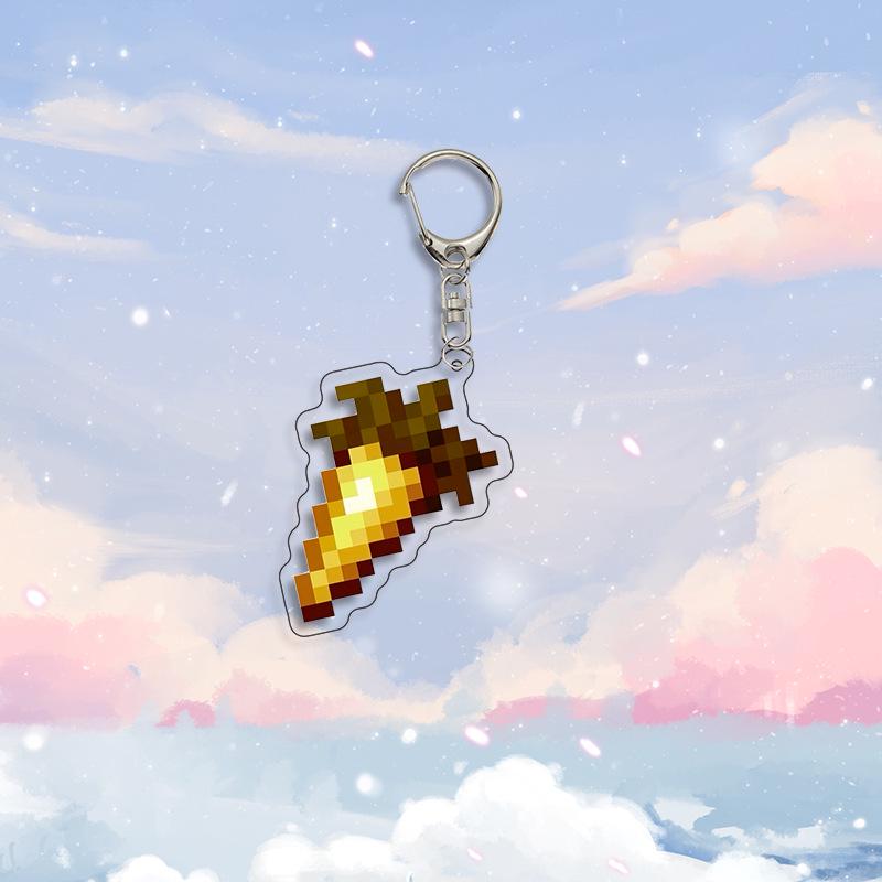 Акриловый брелок Minecraft 2D: Тотем Бессмертия, Золотое Яблоко, Доспехи, Знаменитый Меч.