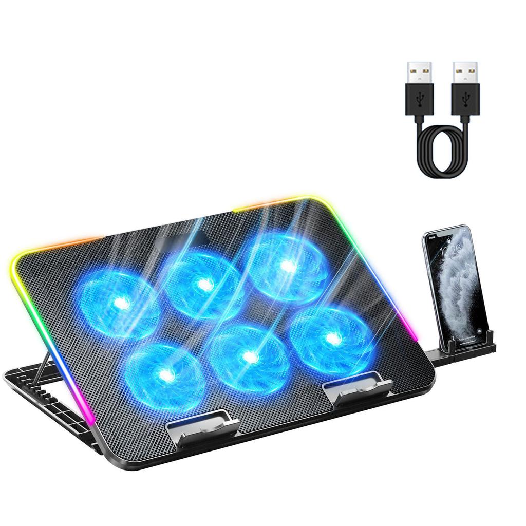 RGB Laptop Cooling Pad Gaming Laptop Cooler Laptop LED Fans Cooling Stand Adjustable Cooling Fans for 15.6inch Laptop