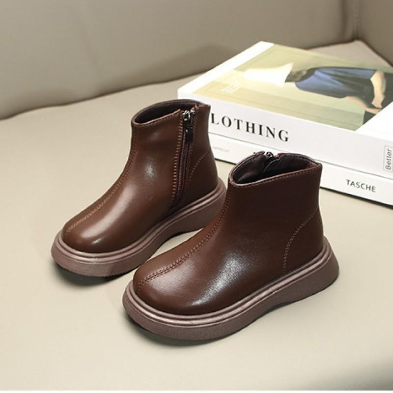 Fashion Retro Children's Leather Boots Spring and Autumn Baby Short Boots Casual Simple Children's Boots