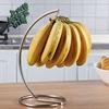 Modern Fruit Basket with Banana Hanger, Stainless Steel Fruit Bowl Stand for Kitchen Countertop, Decorative Fruit Storage