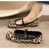 Designer Spring Autumn Women Leopard Shoes Fashion Shallow Buckle Ladies Flats Shoes Square Toe Women's Mary Jane Shoes