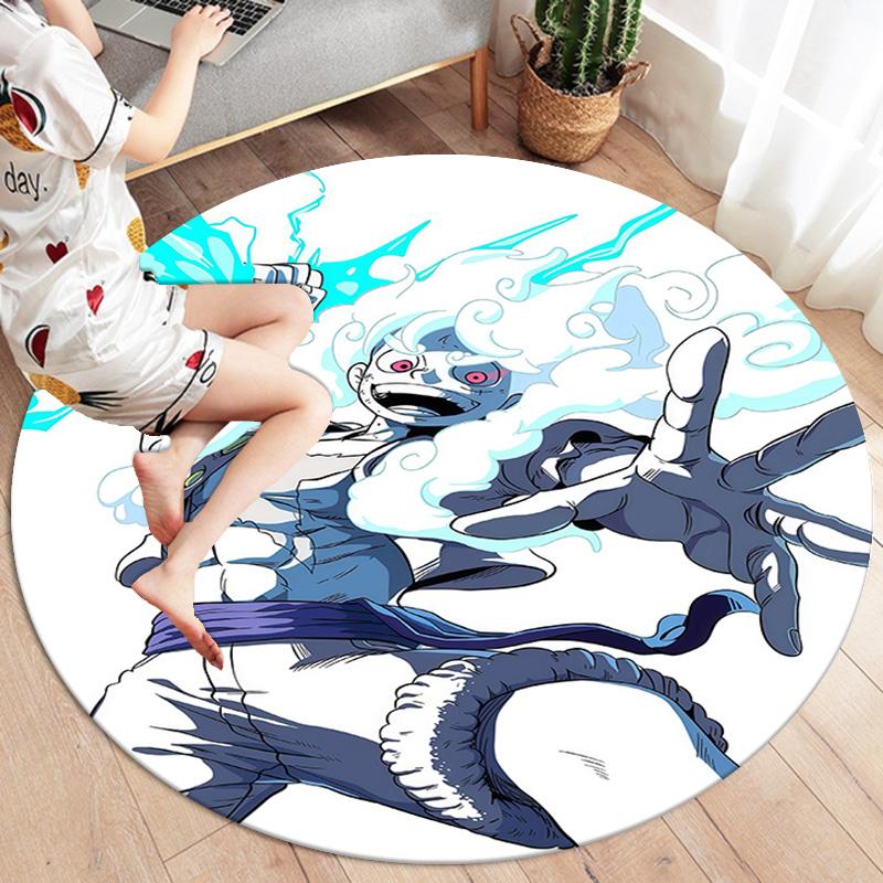 One Piece Gear Round Area Rug Carpet Rug For Living Room Bedroom Sofa Playroom Decor Nonslip Floor Mat