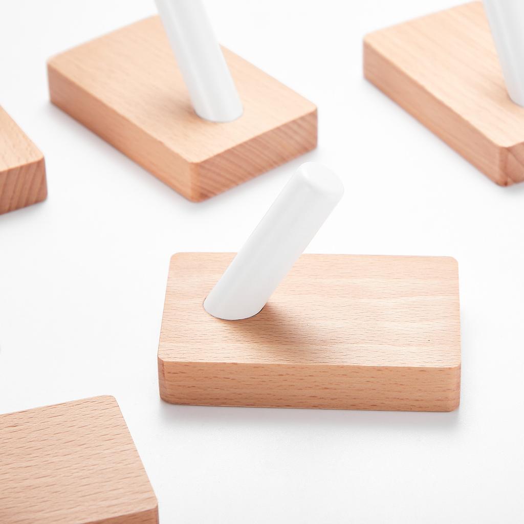 Wall Wood Hook Self-adhesive Round Key Coat Towel Hook Hanger for Bathroom Kitchen Accessories Room Decor Hook Storage Organizat