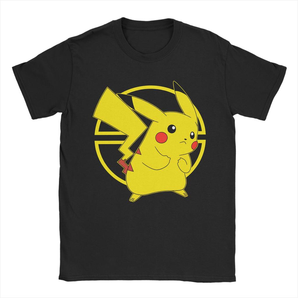 Pikachu CharUnisexder Bulbasaur Squirtle Kanto Circle Hipster TShirts Pure Cotton Tshirt for Unisex YK Retro Print Short Sleeve Tops