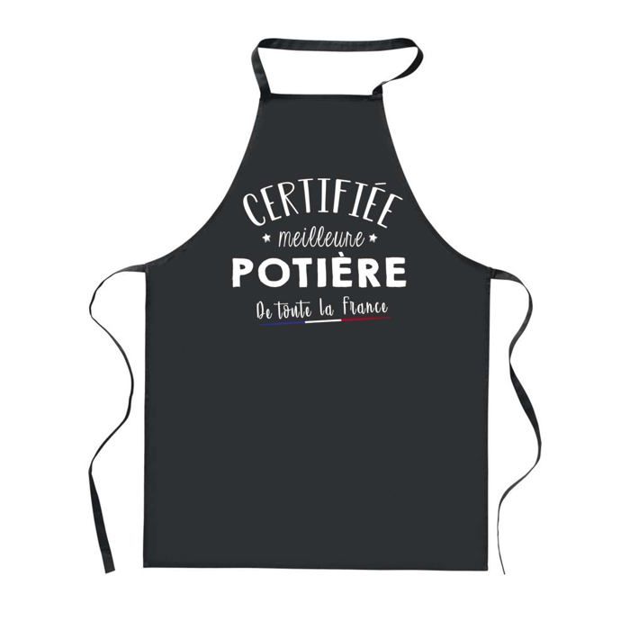 Tablier de cuisine - PLANETEE - Impression Bretonne - Noir - 90x60 cm - Liens ajustables, lavable 30°C