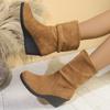 Женская обувь 2024 года, женские сапоги до середины голени, ретро-современные сапоги, женские с круглым носком, туфли на танкетке, женские, Zapatos