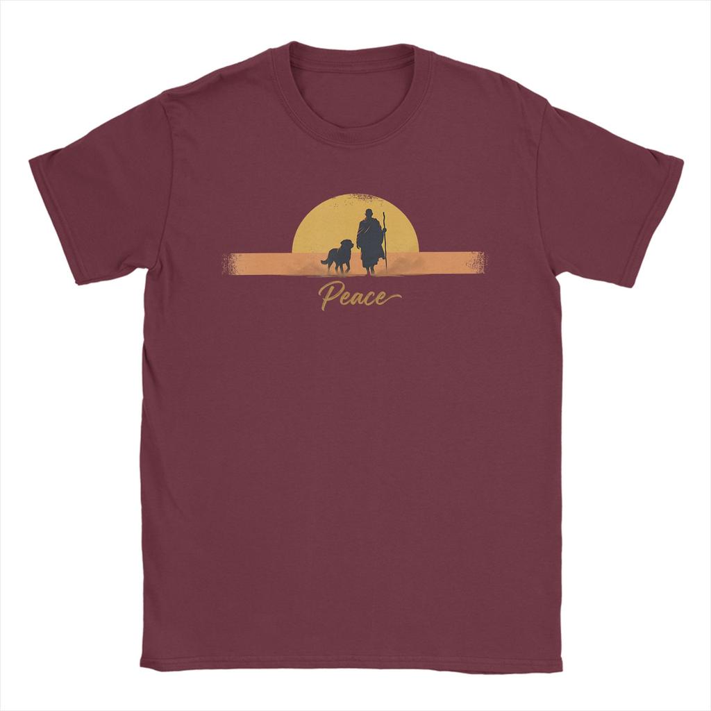Streetwear T Shirt Summer Peace Minimalist Zen Art Walk For Peace Monks With Aloka Dog Trendy TShirts 100 Cotton Tee Shirt