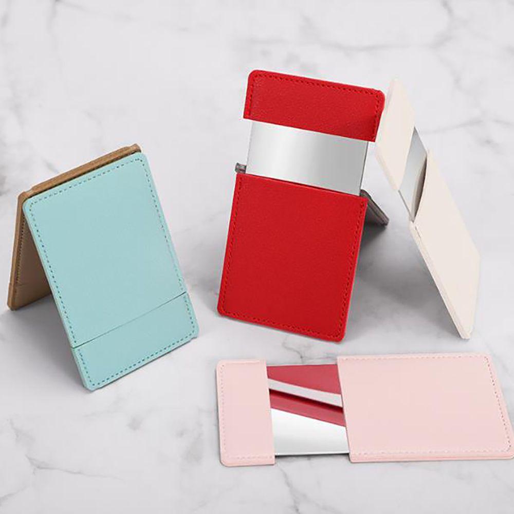 Portable Foldable PU Leather Rectangle Cosmetic Tools Makeup Mirrors Vanity Mirror Pocket Mirror