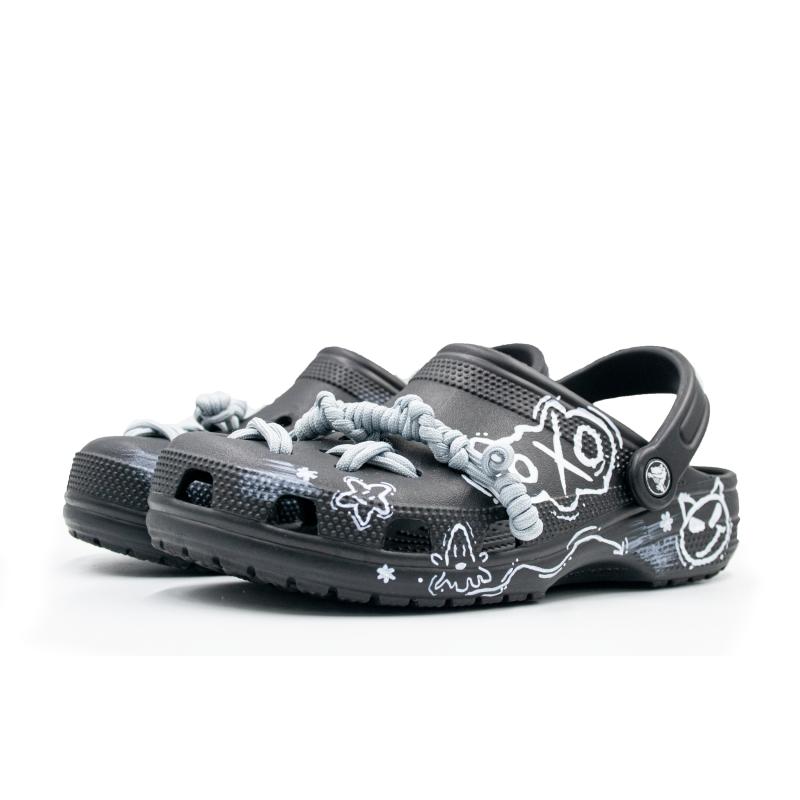 Crocs Классические клоги Graffiti Party EVA Индивидуальность Уличные Перфорированные Туфли Унисекс Черные