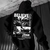 Мужской худи в аниме-стиле с принтом BELIEVE, свободный пуловер-худи, уличная повседневная мужская одежда