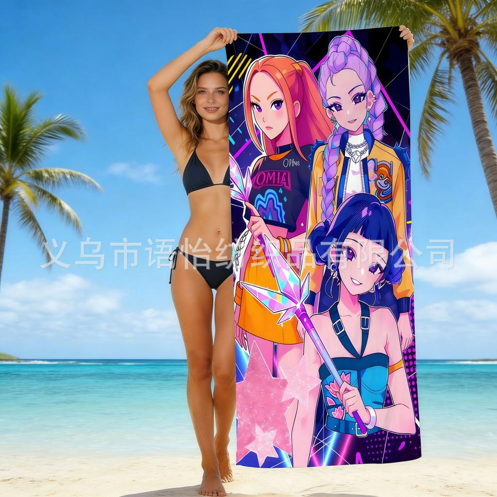 Europe And The United States Popular Witch Hunter Group Beach Towel Internet Celebrity Kpop Microfiber Beach Towel Floor Towel Bath Towel