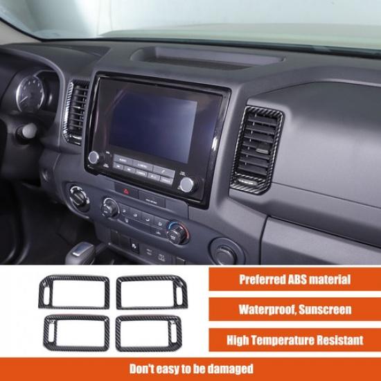 ABS Carbon fiber Center air outlet frame Trim Cover For Nissan Frontier +